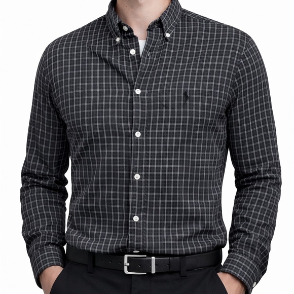 Ralph Lauren Other - Vintage Ralph Lauren Men M Black White Plaid Shirt Dark Academia Poetcore Preppy